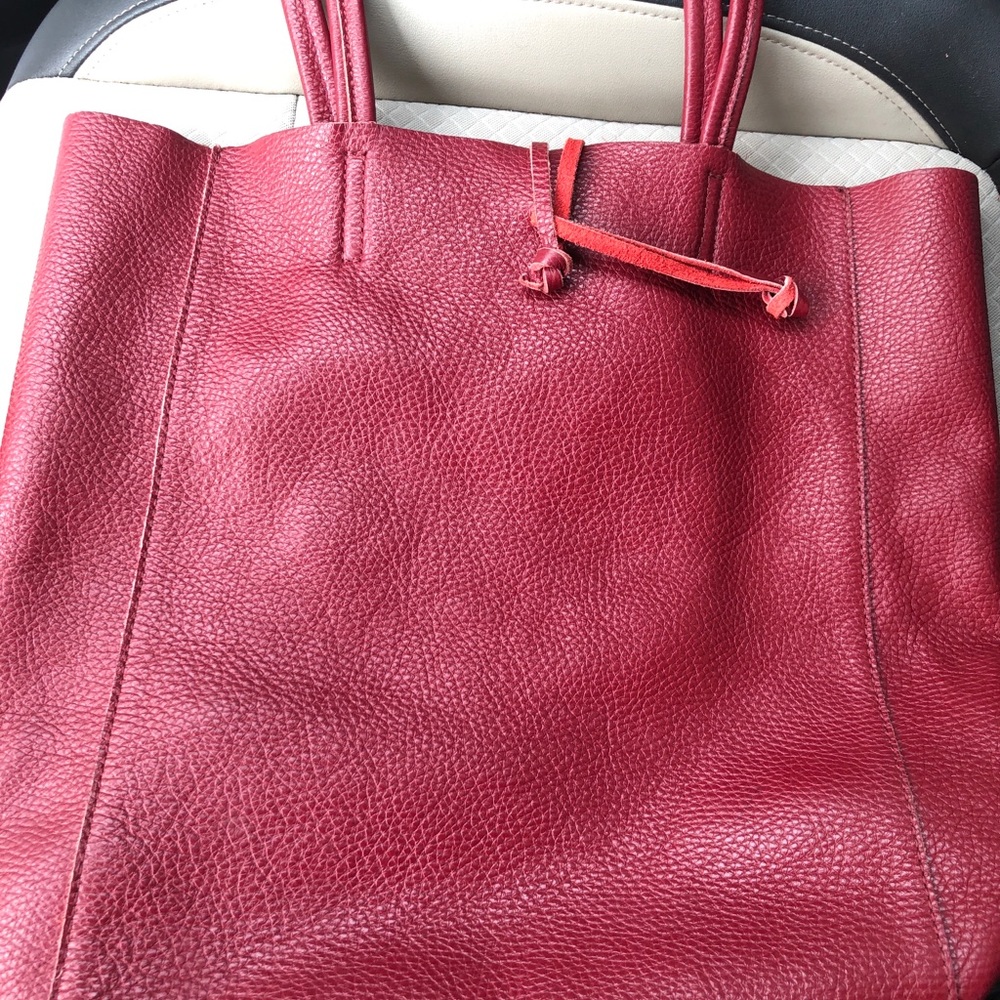 Genuine Italian Red leather tote